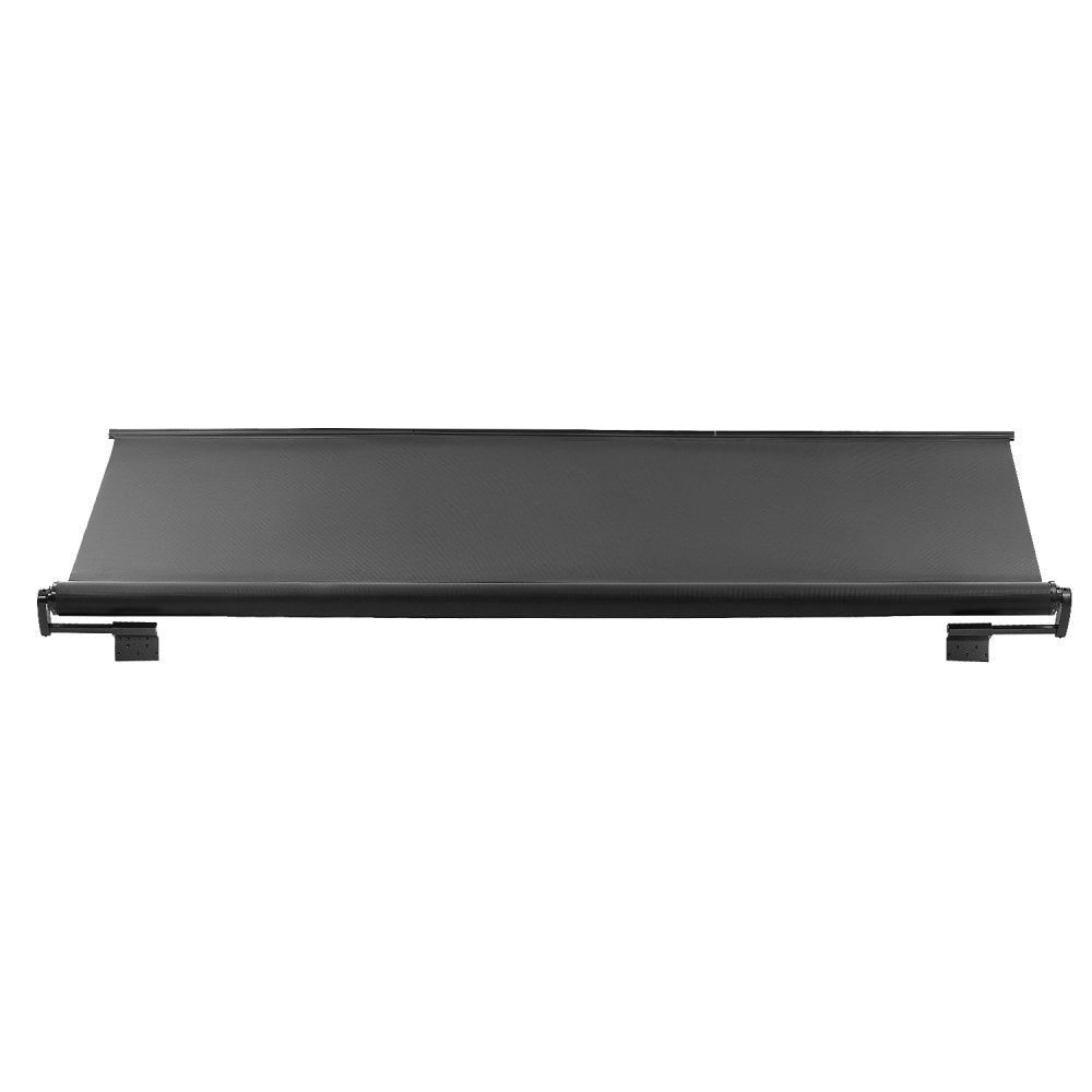 A6 - Durable 12' Black RV Awning with Waterproof PVC Fabric