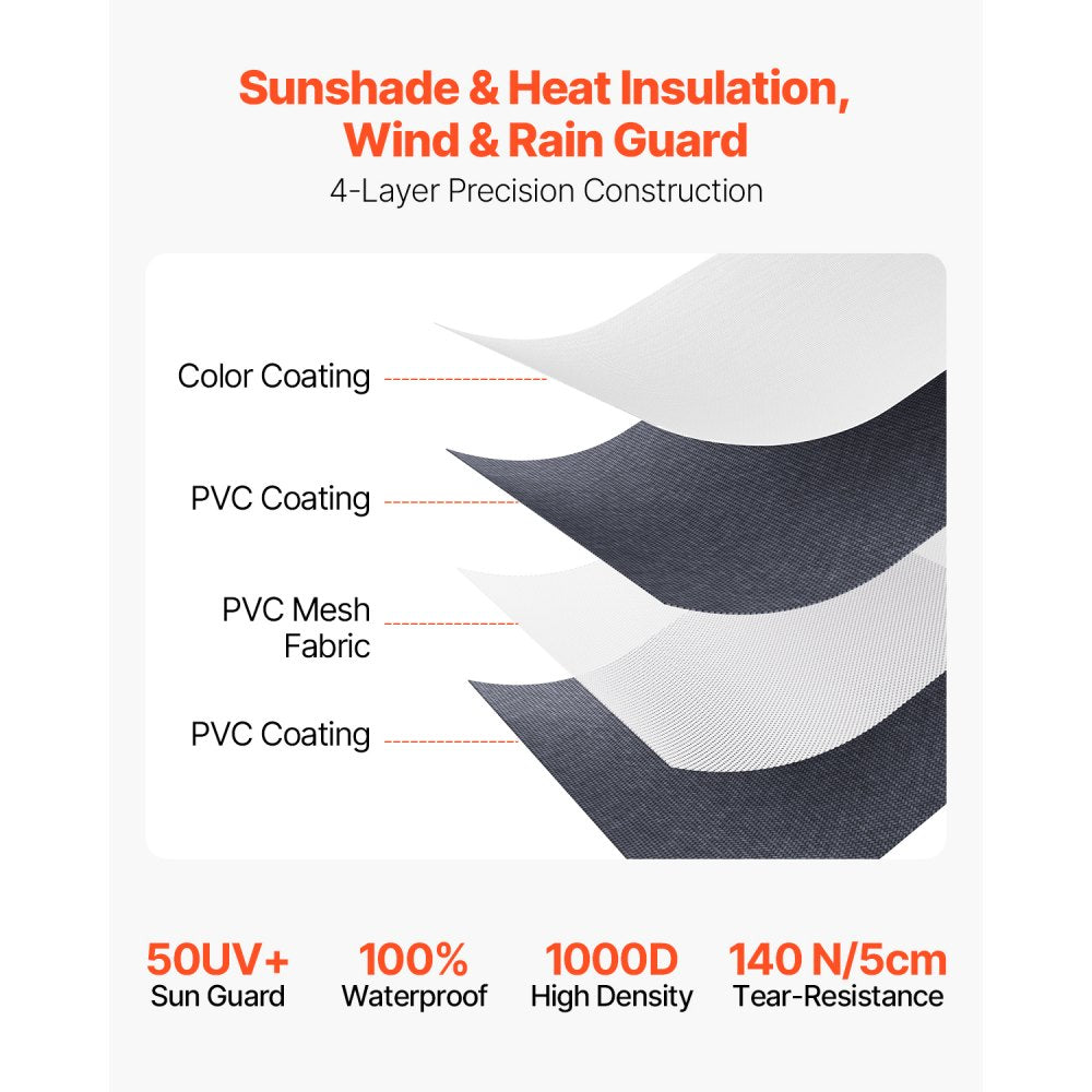 A6 - 13' Waterproof RV Slide Topper Awning with Durable PVC Fabric