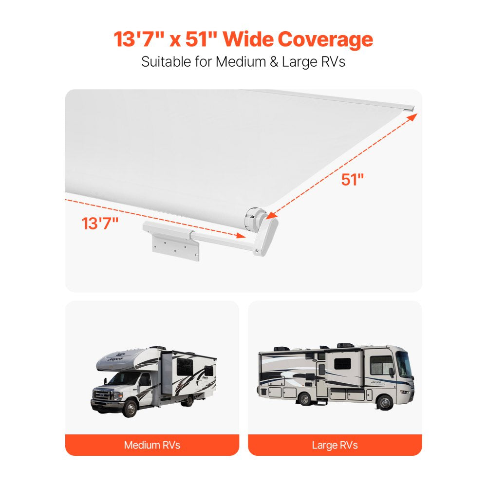 A6 - 13' Waterproof RV Slide Topper Awning with Durable PVC Fabric