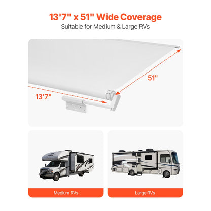 A6 - 13' Waterproof RV Slide Topper Awning with Durable PVC Fabric