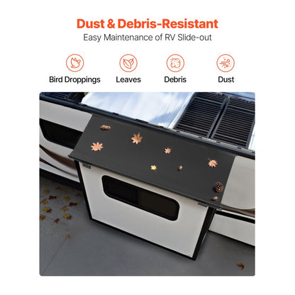 A6 - 7' Black Slide Topper Awning for RVs with Waterproof PVC Fabric