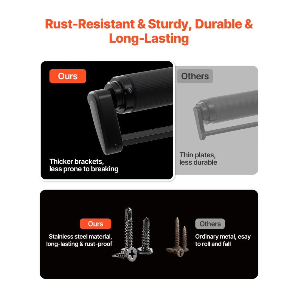 A6 - 7' Black Slide Topper Awning for RVs with Waterproof PVC Fabric