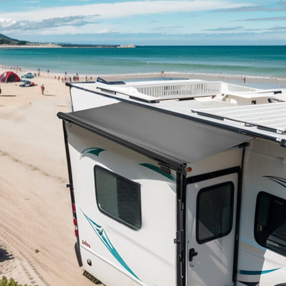A6 - 7' Black Slide Topper Awning for RVs with Waterproof PVC Fabric