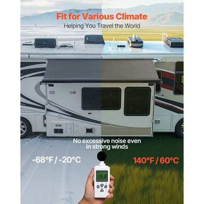 A6 - 8' Black RV Slide Topper Awning, Waterproof & Durable