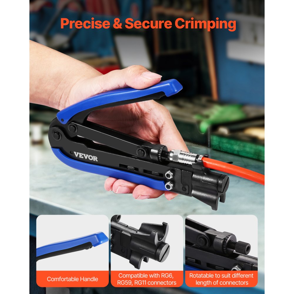 548AKIT-01 - Lightweight Crimper Kit with 30 RG6 Connectors & Tools