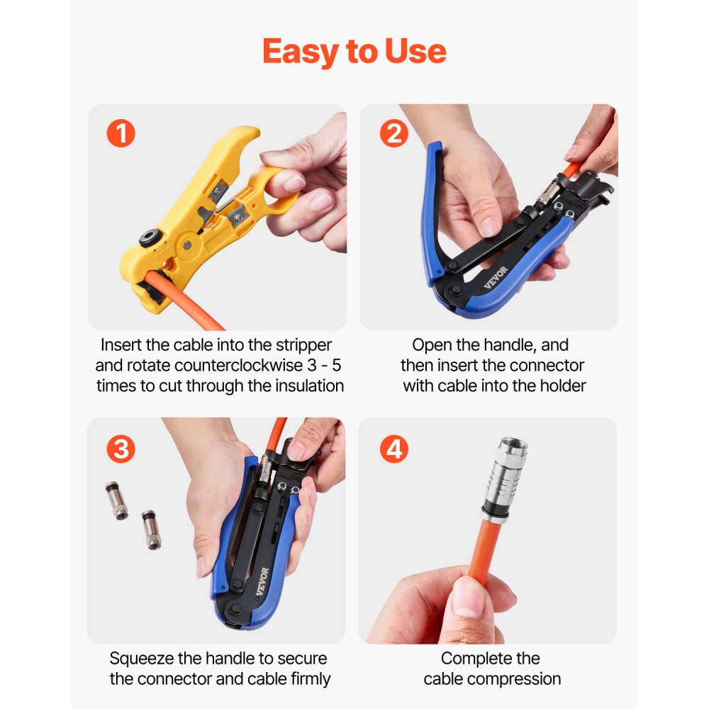 548AKIT-01 - Lightweight Crimper Kit with 30 RG6 Connectors & Tools