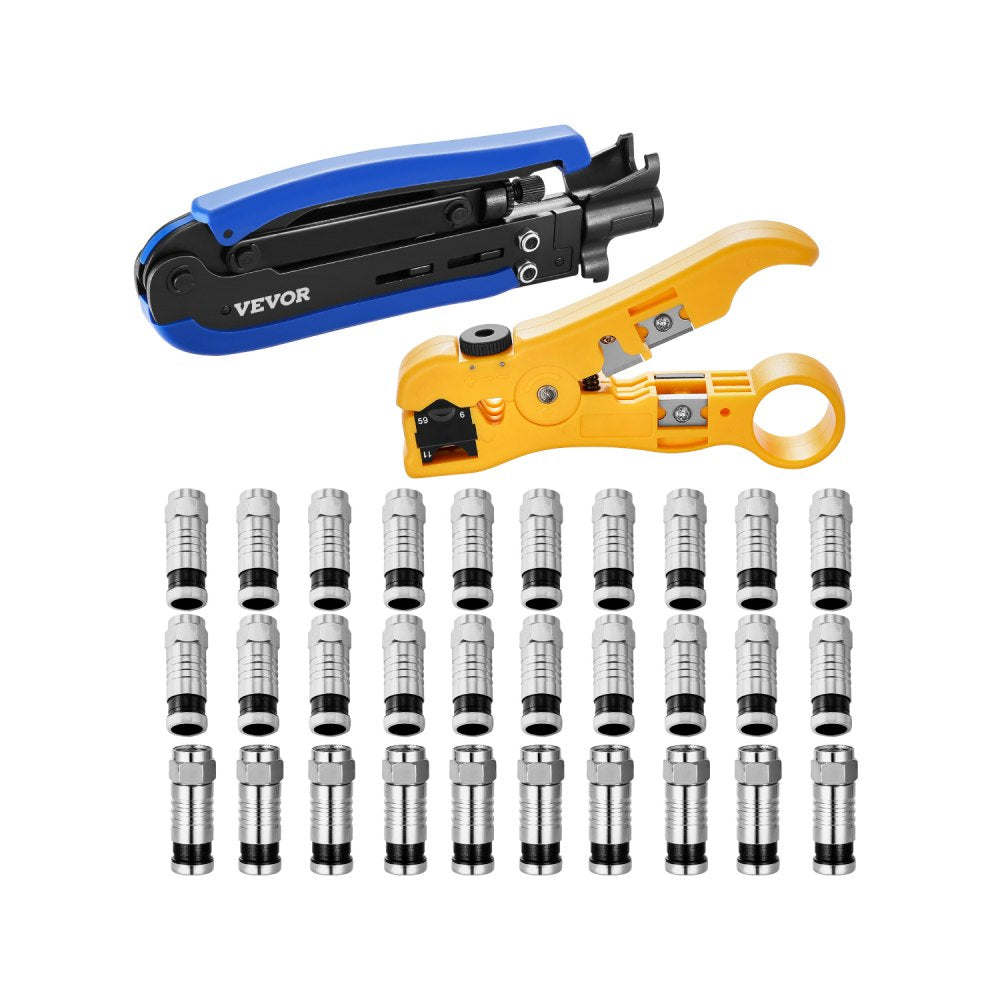 548AKIT-01 - Lightweight Crimper Kit with 30 RG6 Connectors & Tools