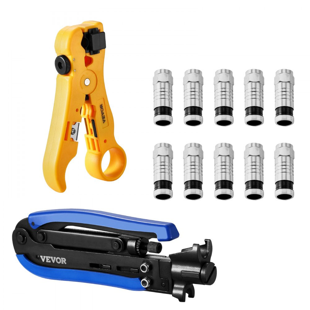 548AKIT-01 - Lightweight Crimper Kit with 30 RG6 Connectors & Tools