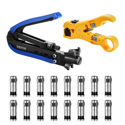 548AKIT-01 - Lightweight Crimper Kit with 30 RG6 Connectors & Tools