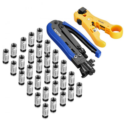 548AKIT-01 - Lightweight Crimper Kit with 30 RG6 Connectors & Tools