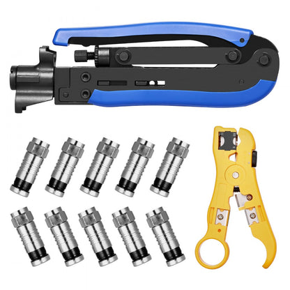 548AKIT-01 - Lightweight Crimper Kit with 30 RG6 Connectors & Tools