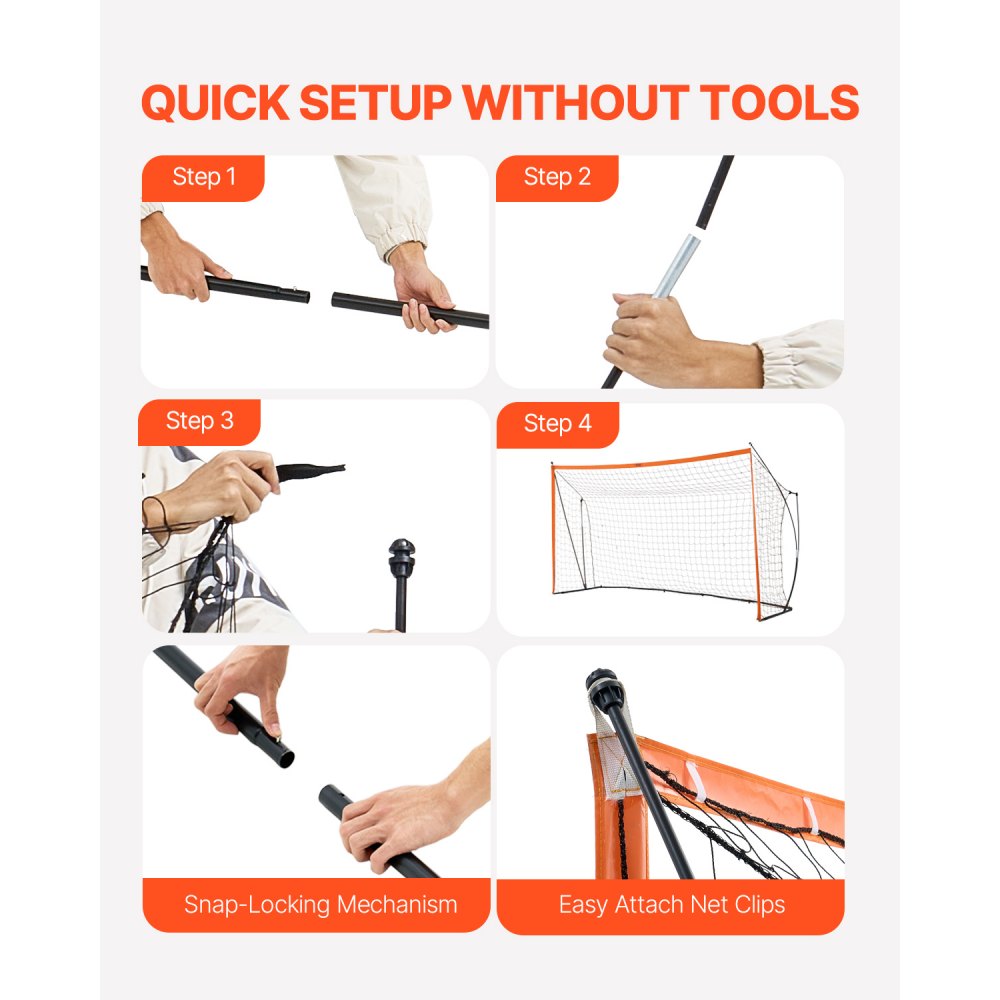 SSJ12X6 - Durable 0.5" Portable Soccer Goal with Carry Bag & Ground Nails