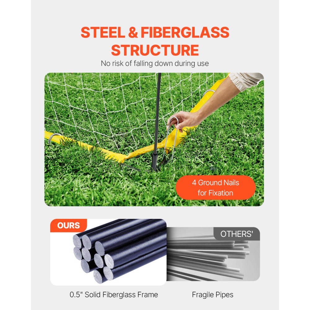 SSH12X6 - 12x6 ft Portable Soccer Goal with Durable Dacron Net