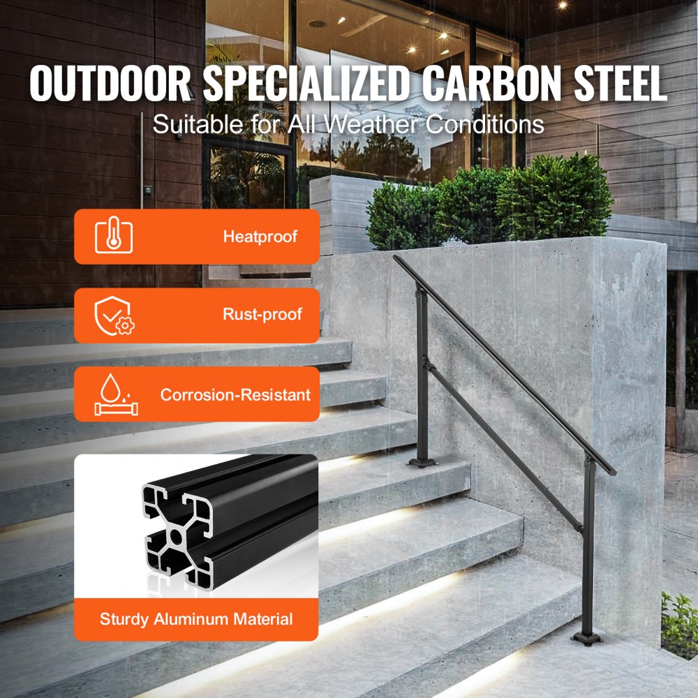 VV-OSR-3 - Adjustable Iron Handrail for 0-4 Steps, 24" Max Height