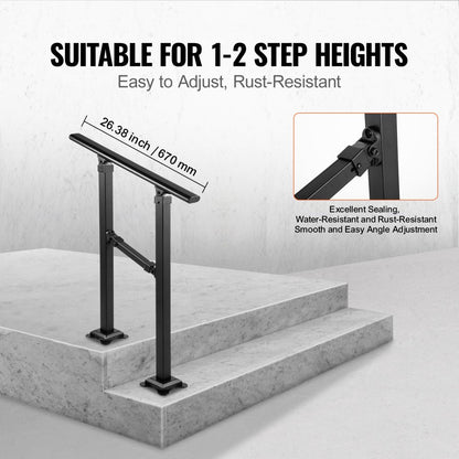 VV-OSR-1 Adjustable Iron Handrail for 0-2 Steps, Perfect for Safety