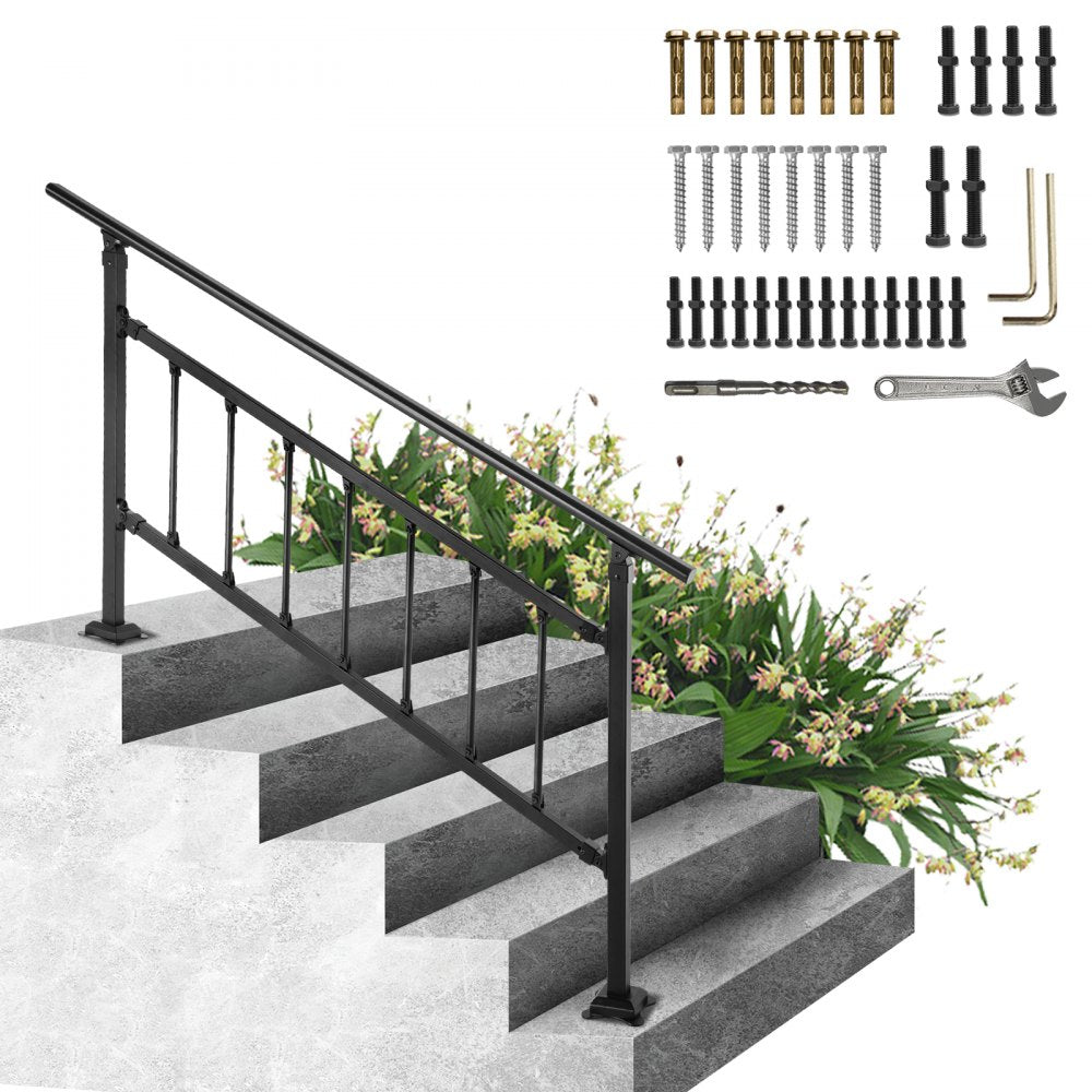 VV-OSRLG-4 Adjustable 0-5 Steps Wrought Iron Outdoor Handrail