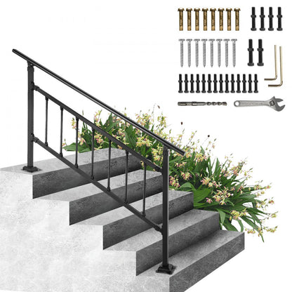 VV-OSRLG-4 Adjustable 0-5 Steps Wrought Iron Outdoor Handrail