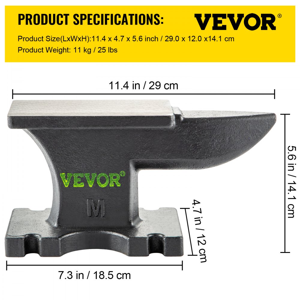 MT11 - 25 lbs Cast Iron Anvil for Metalworking and Shaping