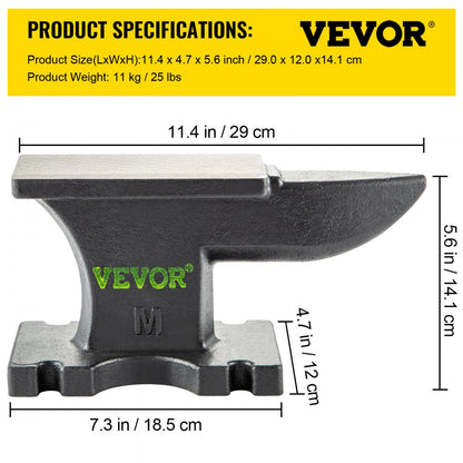 MT11 - 25 lbs Cast Iron Anvil for Metalworking and Shaping