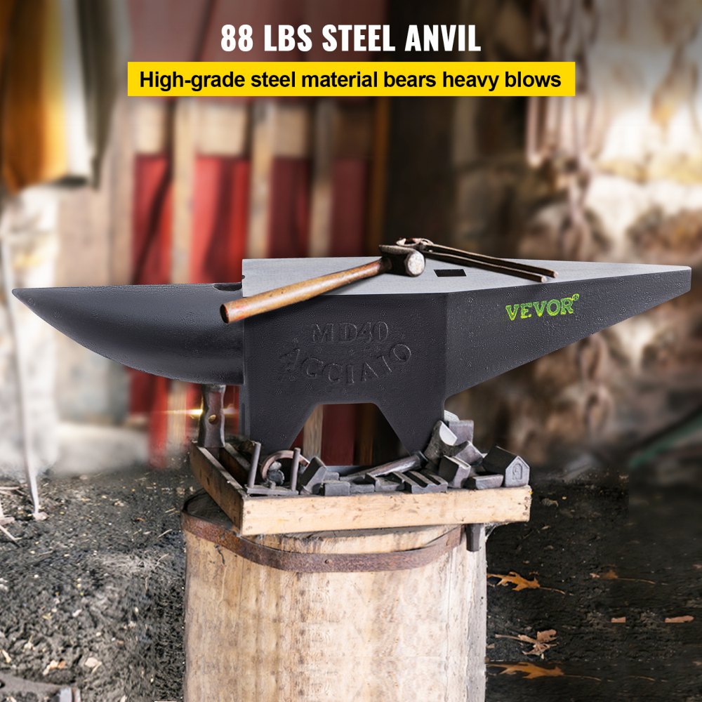 88BLACK - 23.3" Cast Iron Anvil for Metalworking Tasks