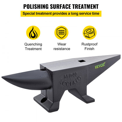 88BLACK - 23.3" Cast Iron Anvil for Metalworking Tasks