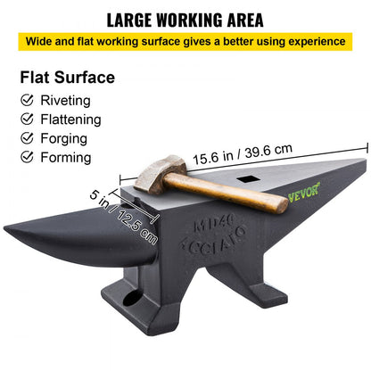 88BLACK - 23.3" Cast Iron Anvil for Metalworking Tasks