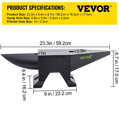 88BLACK - 23.3" Cast Iron Anvil for Metalworking Tasks