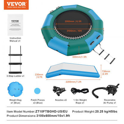 ZT10FTBGHD-US/EU - 10ft Inflatable Water Bouncer for Pools & Lakes