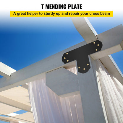 VV-TZLJJ-6X68PC - Heavy-Duty Black T Brackets, 16-Gauge Steel, Pack of 8