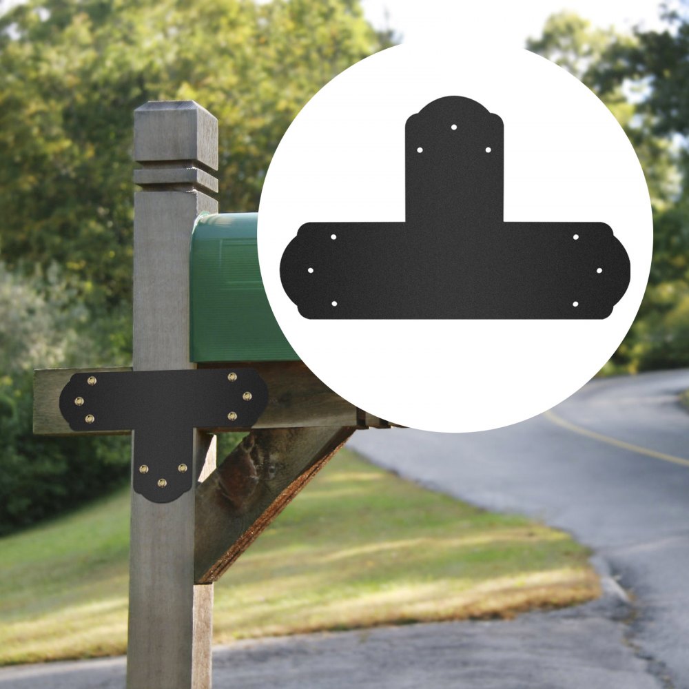 VV-TZLJJ-6X68PC - Heavy-Duty Black T Brackets, 16-Gauge Steel, Pack of 8