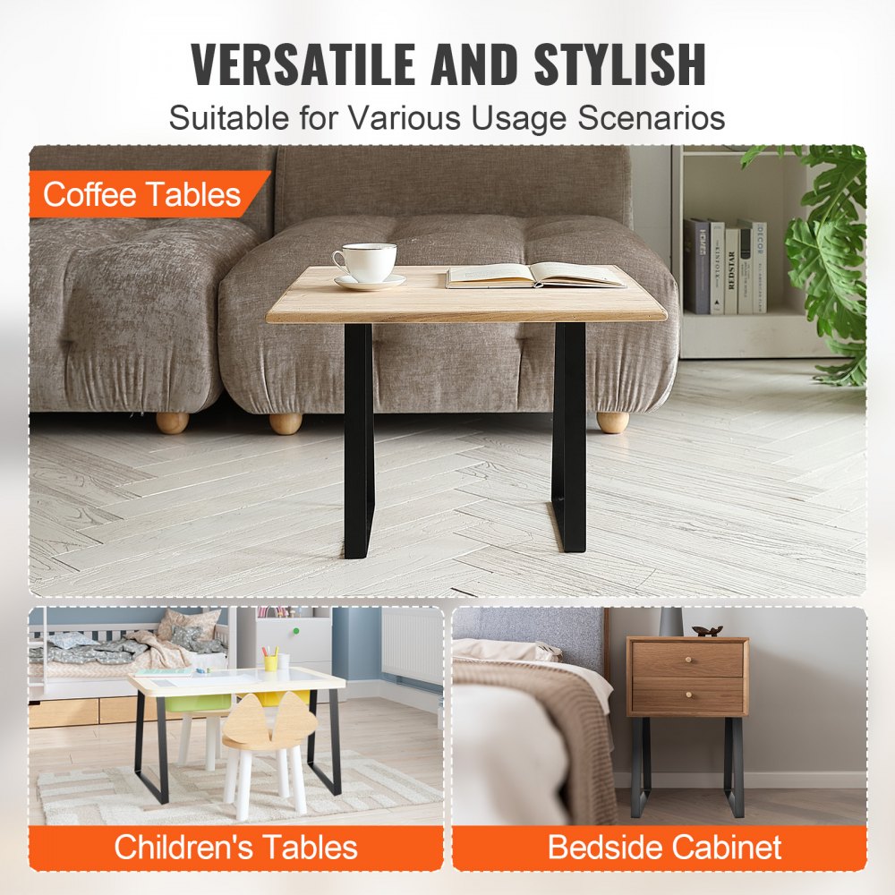 T6712-16 - 16" Matte Black Steel Table Legs for DIY Projects