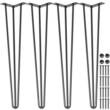 010129906951 - 34" Carbon Steel Hairpin Legs Set of 4, Supports 880lbs