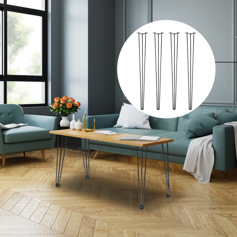 010582733630 - 36" Hairpin Legs in Durable Carbon Steel for DIY Projects