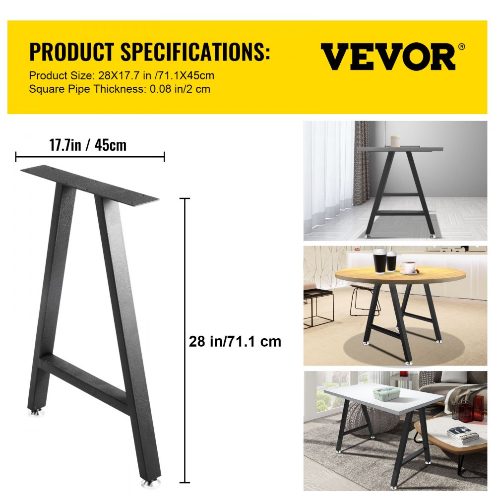 TZZT-2817 - Durable 28" Steel Table Legs with 1200lbs Capacity
