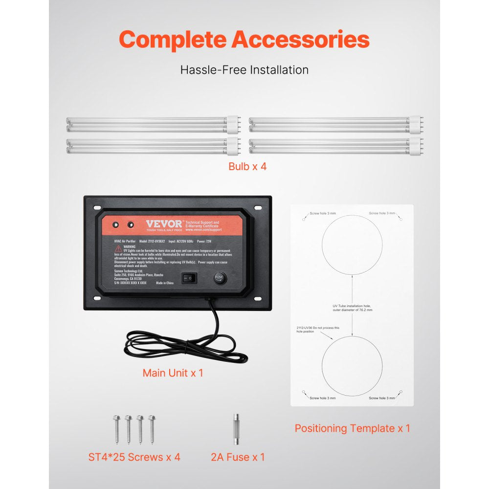 2112-UV36X2 - 16-Inch HVAC Purifier with Long-Life Lamp & Easy Switch