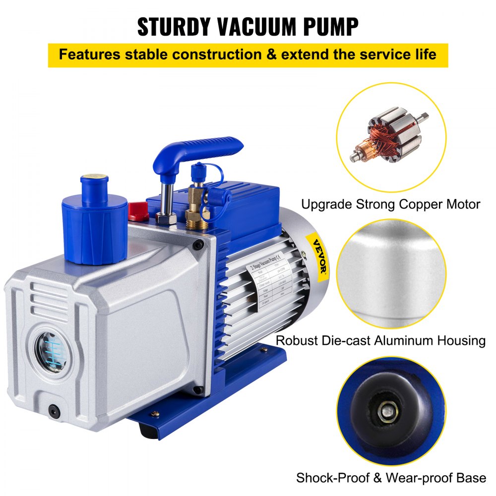 010479701808 - VEVOR 1HP Two-Stage Vacuum Pump for HVAC & Automotive Use