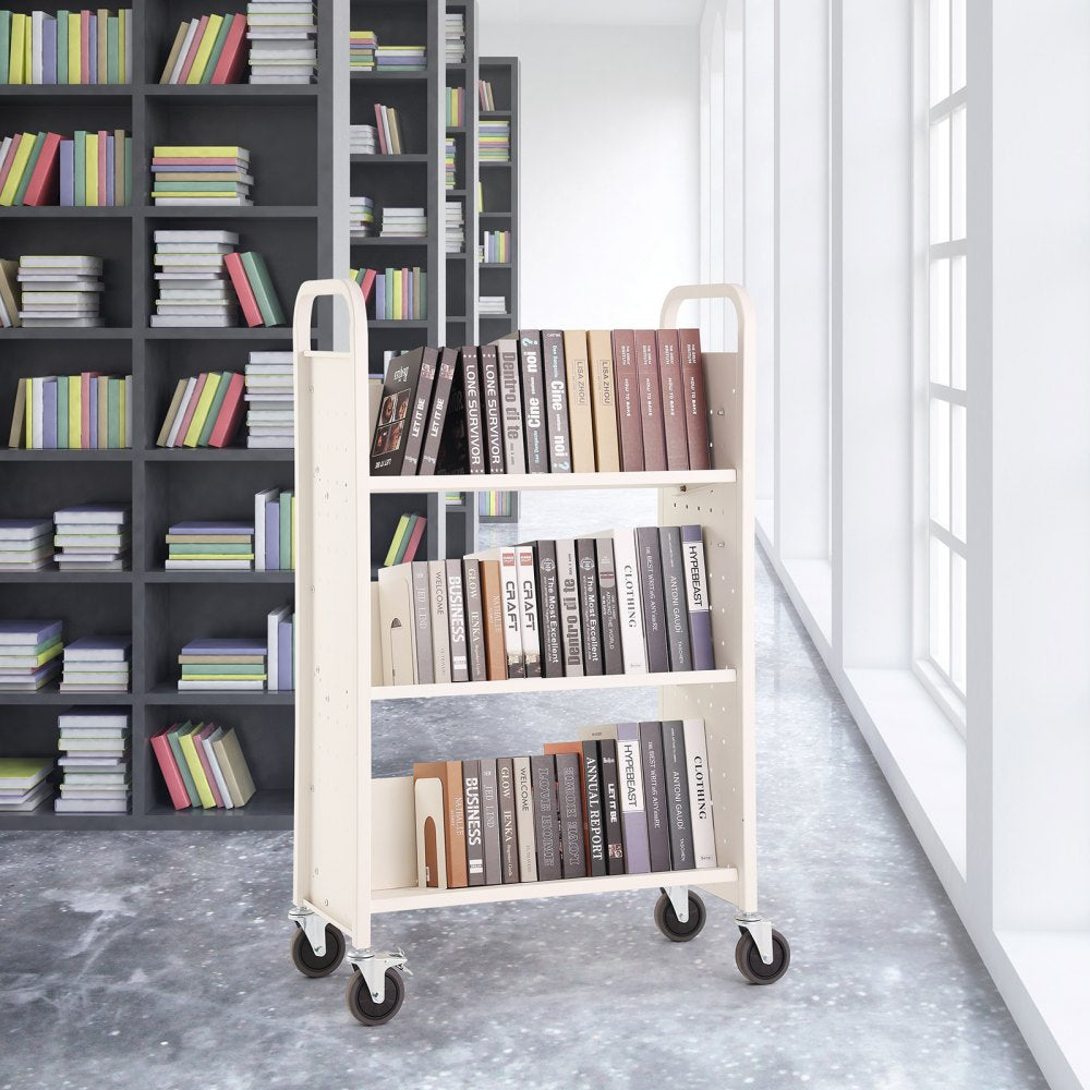 HXTC-V - Heavy-Duty 330 lbs Book Cart with V-Shaped Shelves