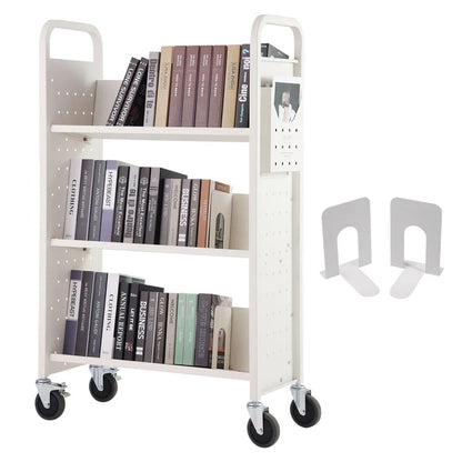 HXTC-V - Heavy-Duty 330 lbs Book Cart with V-Shaped Shelves