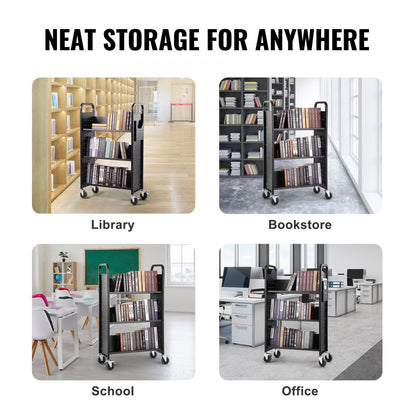 HXTC-V - Heavy-Duty Rolling Book Cart, 31.1" x 15.2" for Libraries