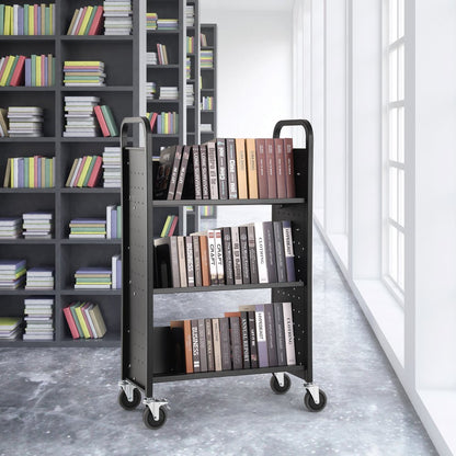 HXTC-V - Heavy-Duty Rolling Book Cart, 31.1" x 15.2" for Libraries