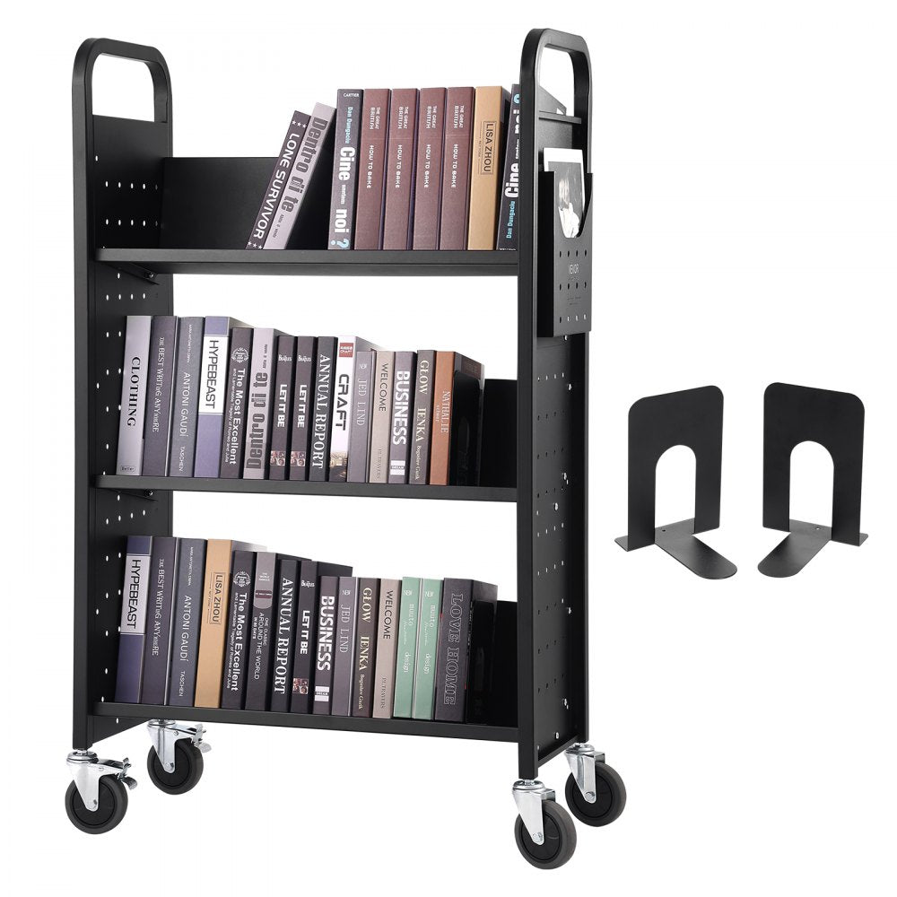 HXTC-V - Heavy-Duty Rolling Book Cart, 31.1" x 15.2" for Libraries