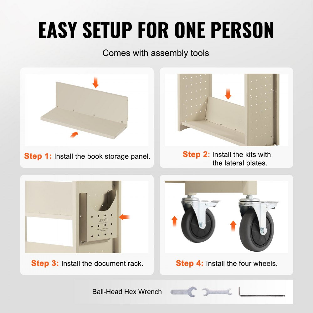 HXTC-V - Heavy-Duty VEVOR Book Cart, 31.1" with 330 lbs Capacity