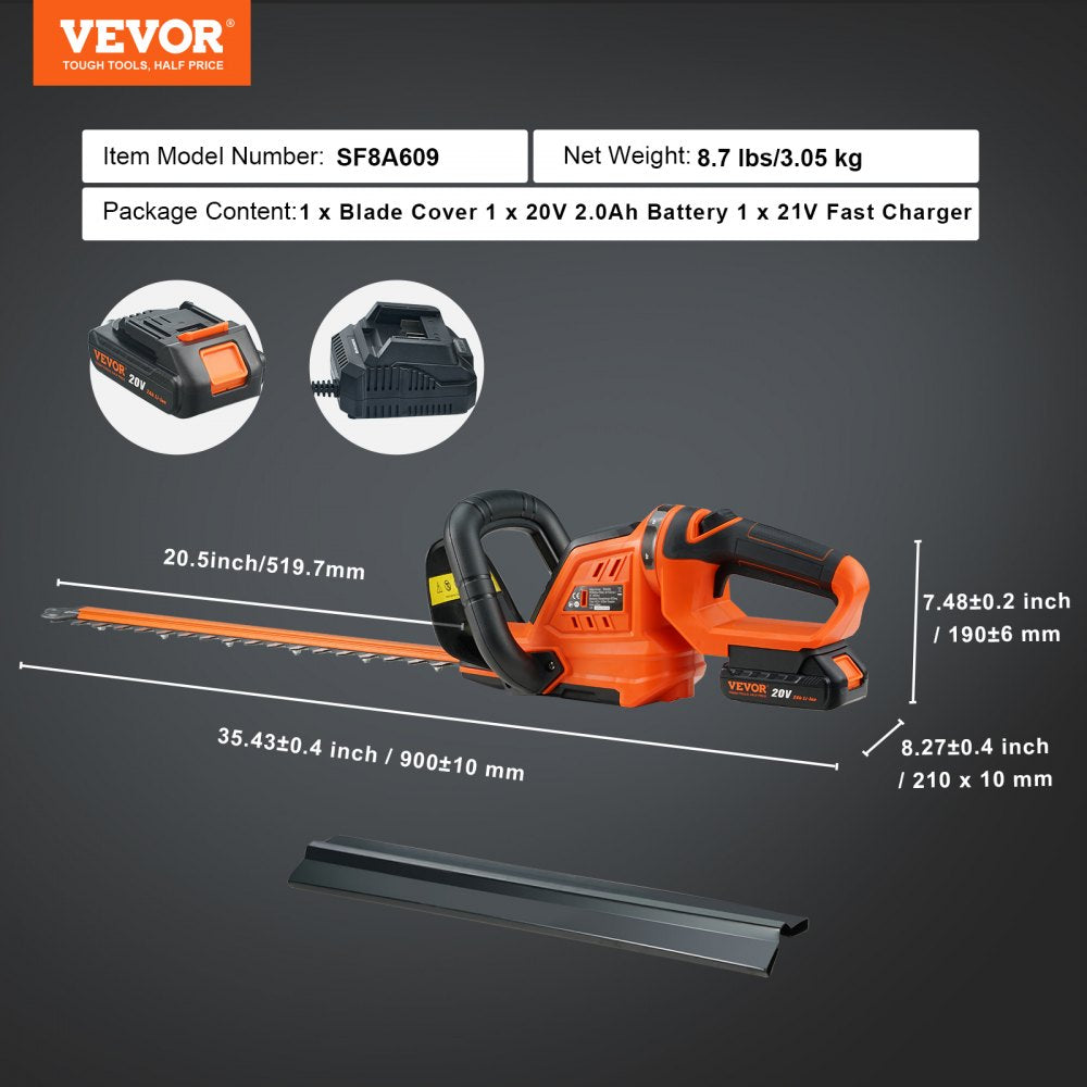 SF8A609 - 20V Cordless 18-inch Hedge Trimmer with 180° Rotating Head