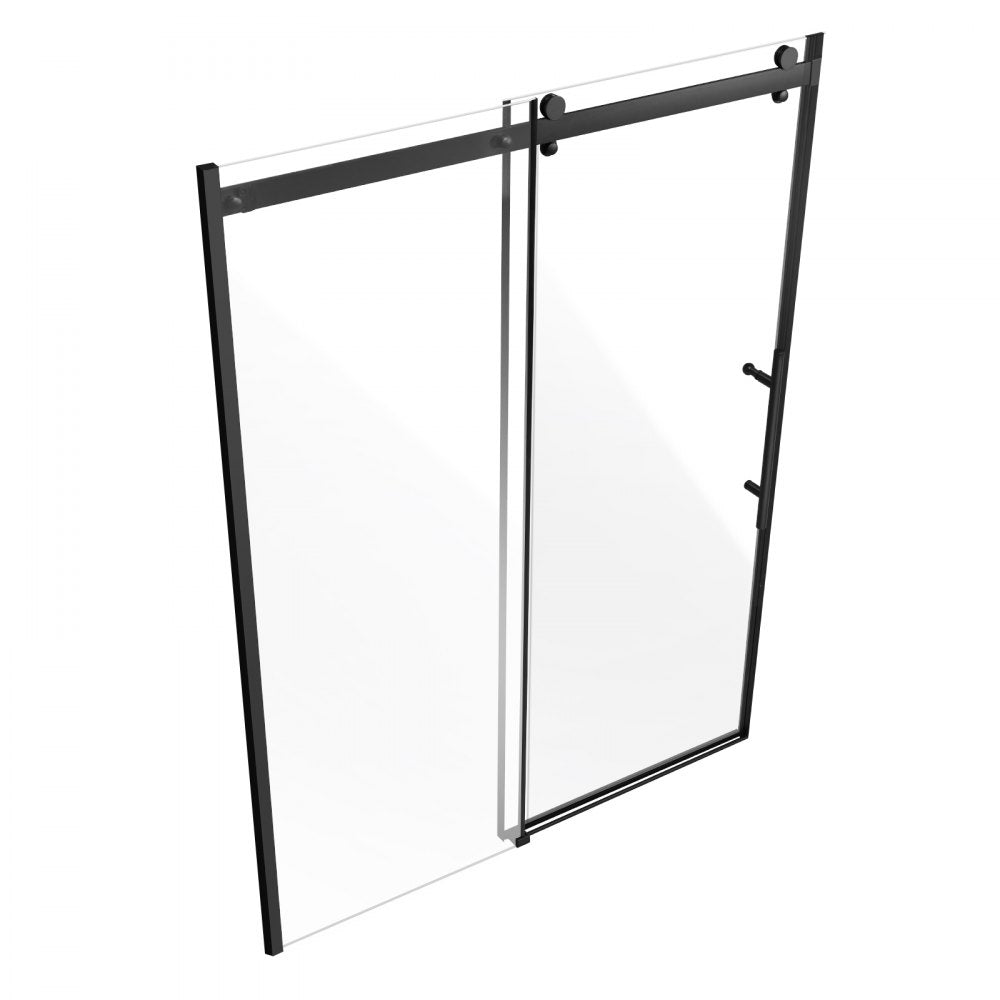 CNH-PF-S721A MB - 58-59" Shower Door, 5/16" Tempered Glass, Stainless Steel Handle