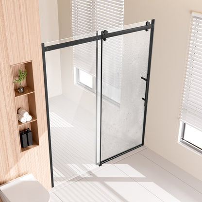 CNH-PF-S721A MB - 58-59" Shower Door, 5/16" Tempered Glass, Stainless Steel Handle