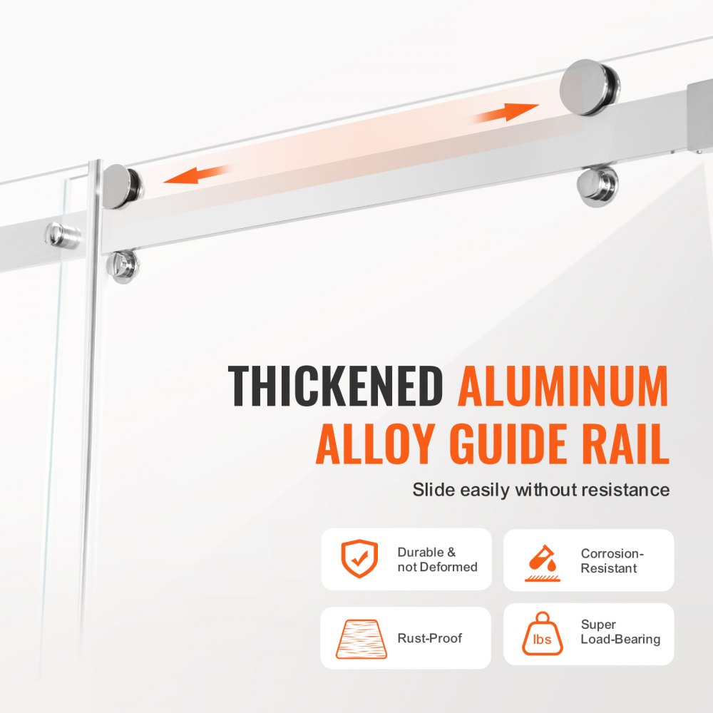 CNH-PF-S721A CH - 58-59" Frameless Shower Door with 5/16" Thick Glass