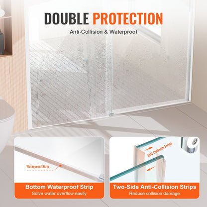 CNH-PF-S721A CH - 58-59" Frameless Shower Door with 5/16" Thick Glass