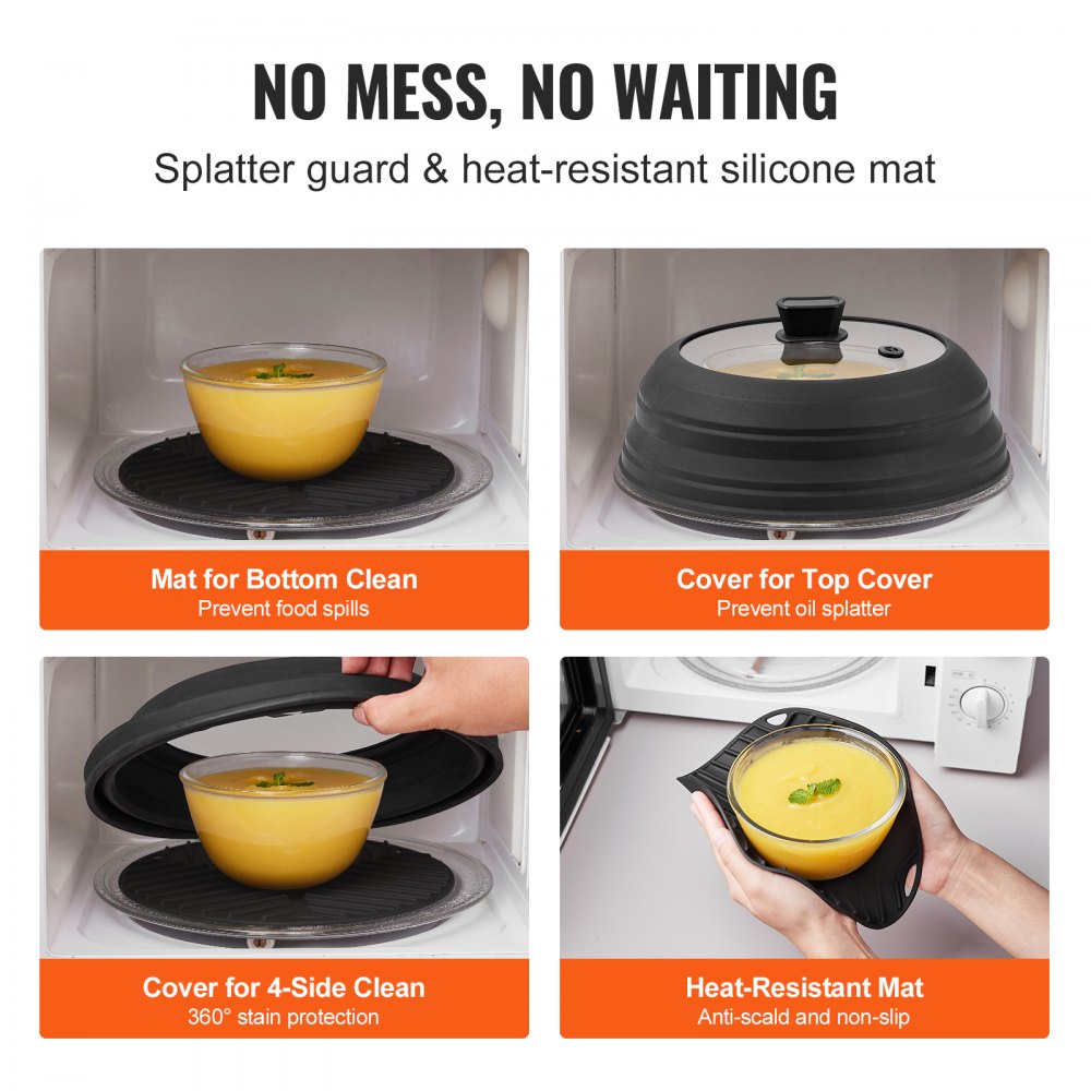 JLP AGS-27 - 10.8" Microwave Splatter Lid & Silicone Mat Set