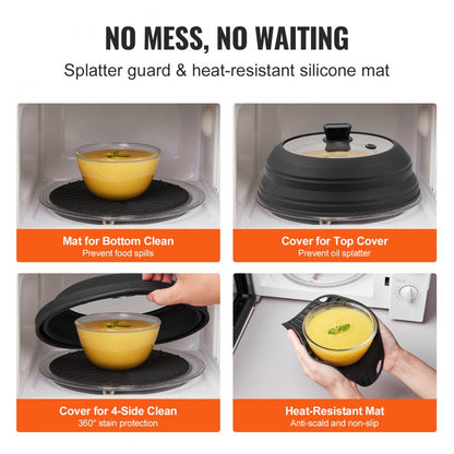 JLP AGS-27 - 10.8" Microwave Splatter Lid & Silicone Mat Set