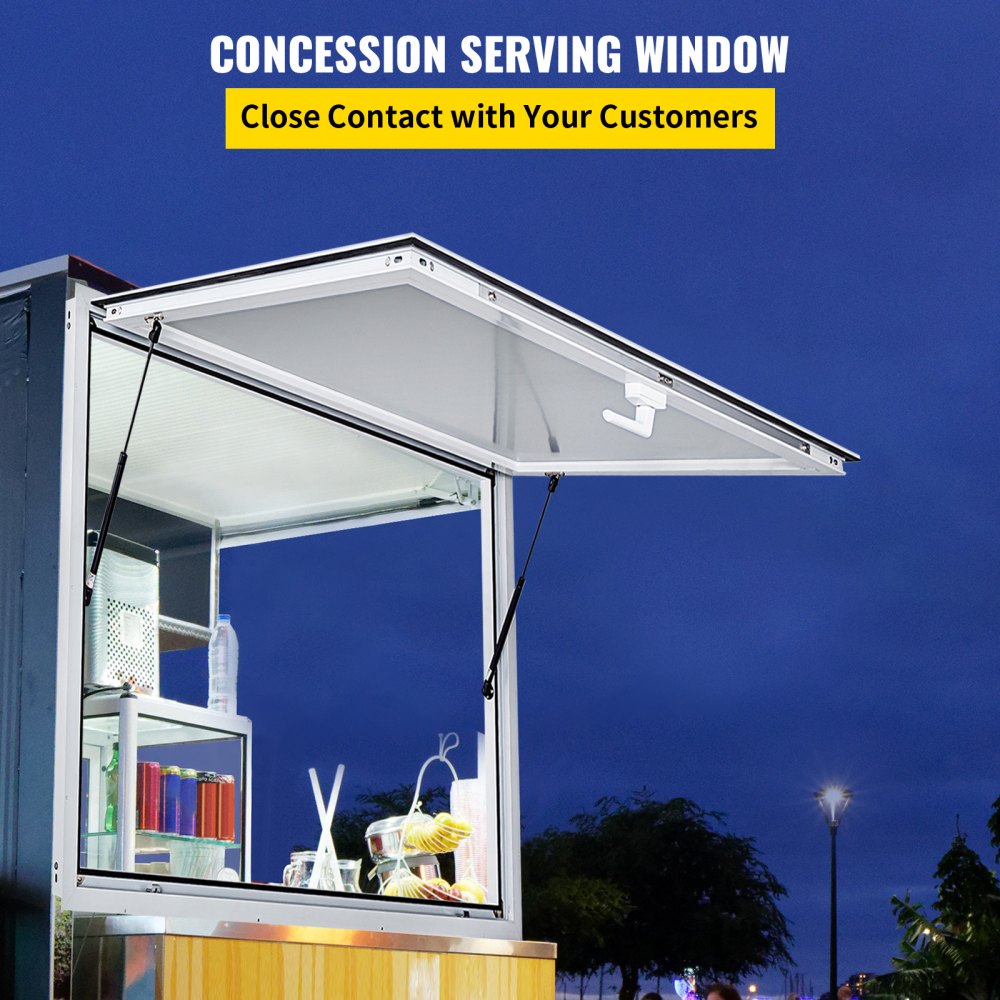 010308155361 - 36 x 36 Inch Aluminum Concession Window with Lock and Pneumatic Rods